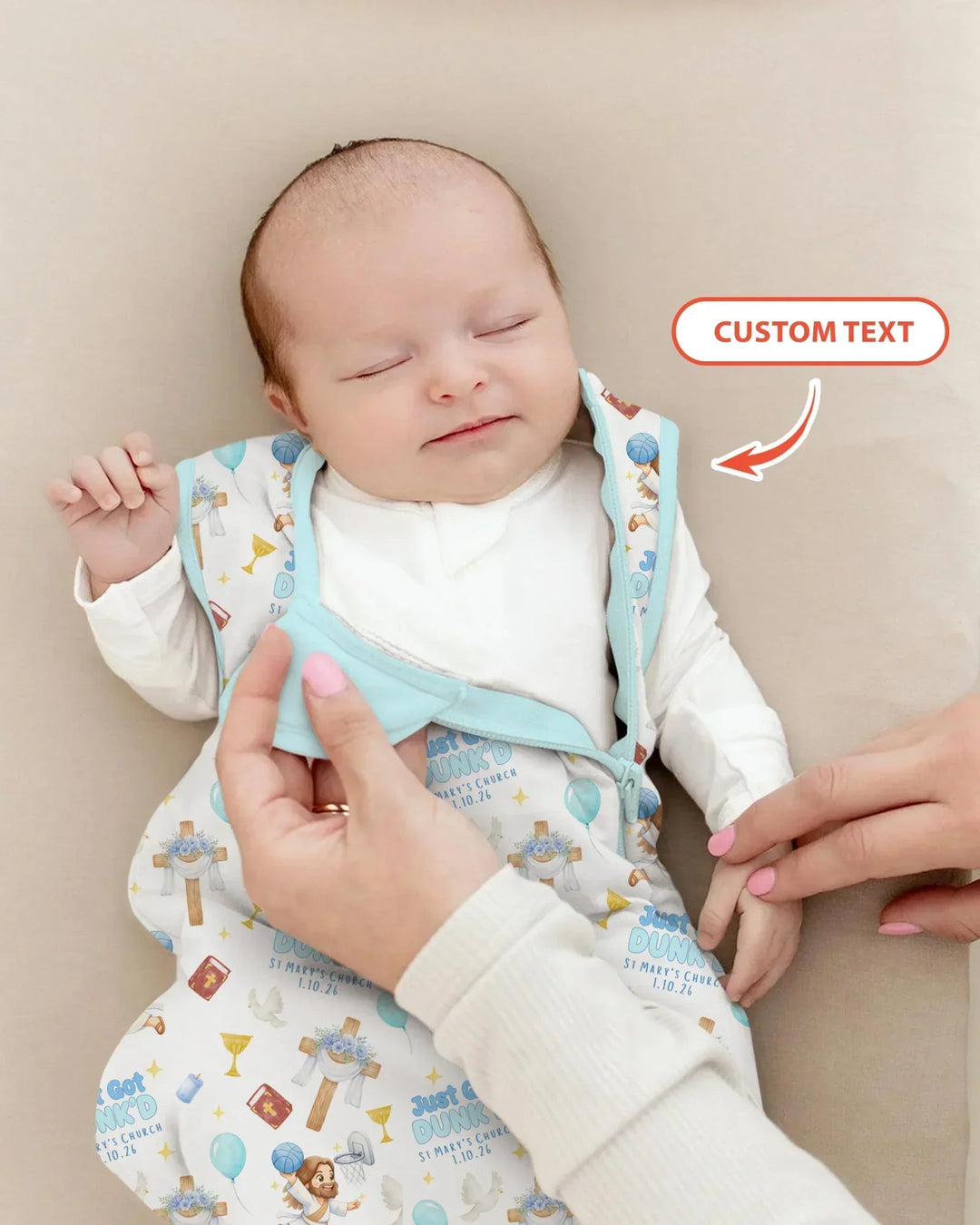 Custom Name Baptism Just Got Dunk'd Bamboo Sleep Bag