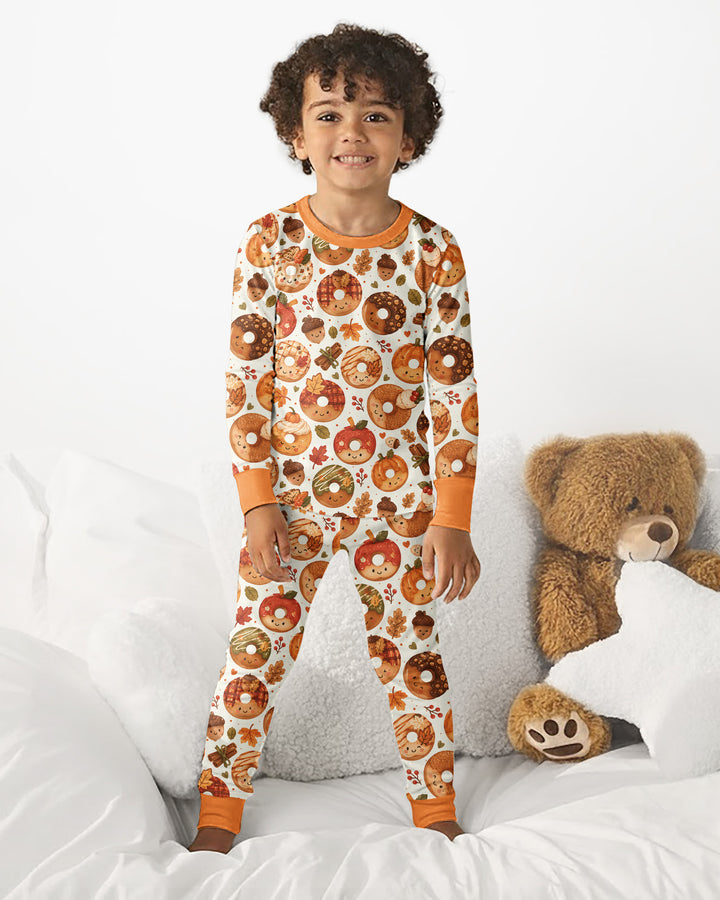 Cute Fall Donut Bamboo Two Piece Long Sleeve Pajama Set