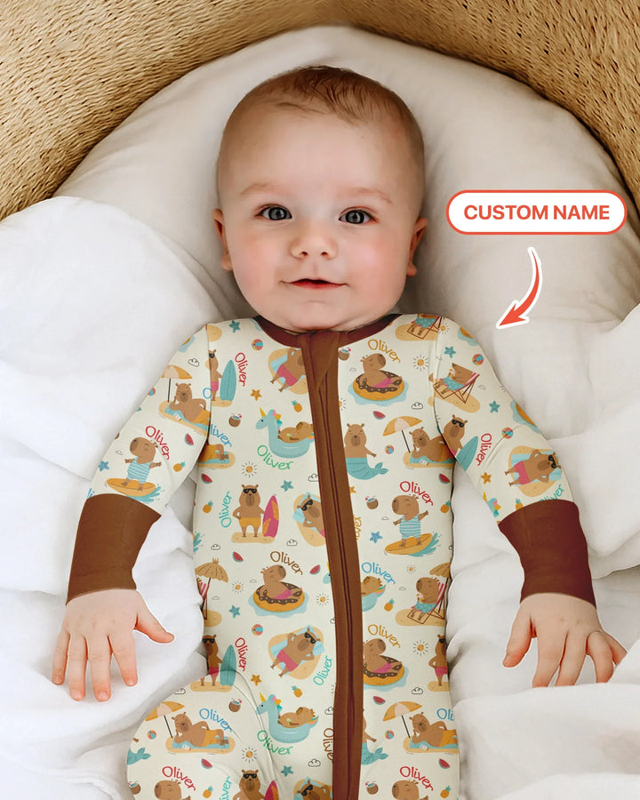 Don't Worry, Be Capy Custom Name Bamboo Convertible Zippy