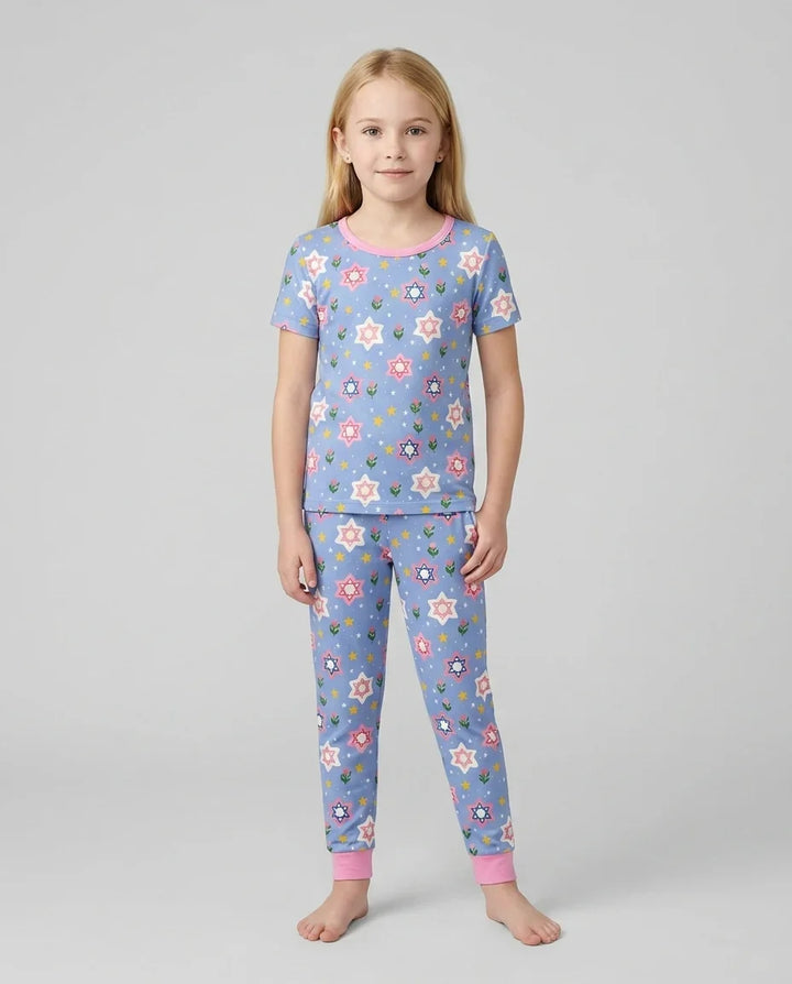 Starry Bloom Blessings Family Matching Bamboo Two Piece Short Sleeve Pajama Set