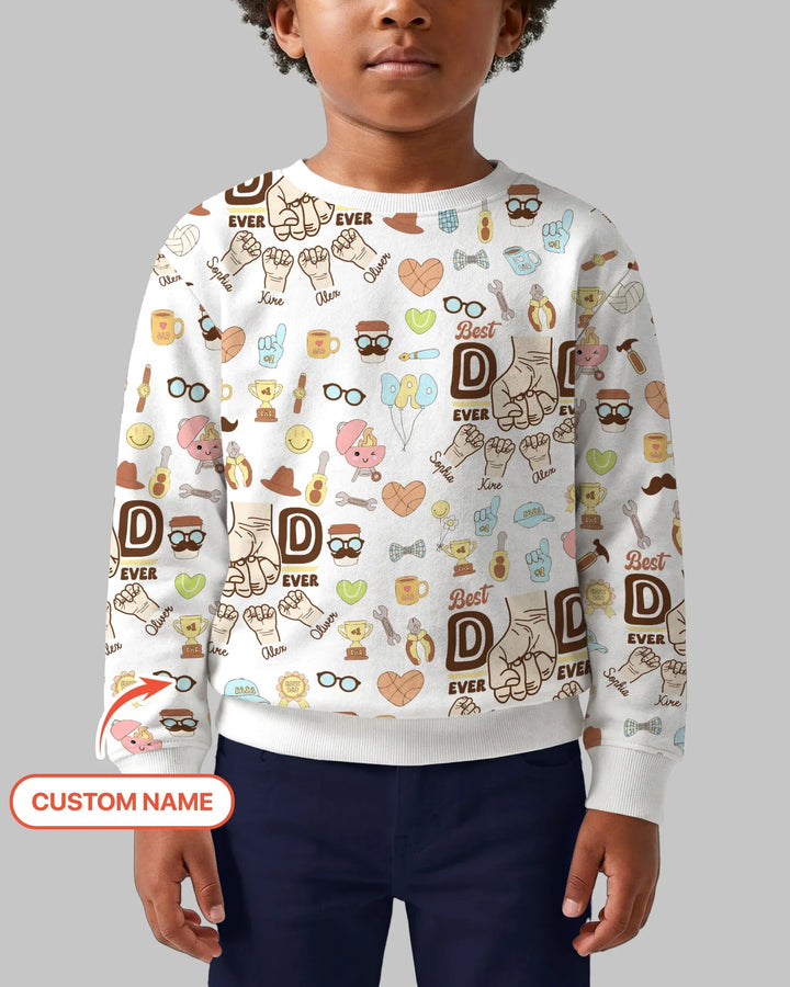 Custom Kids Name Best Dad Ever Bamboo Crewneck Sweatshirt