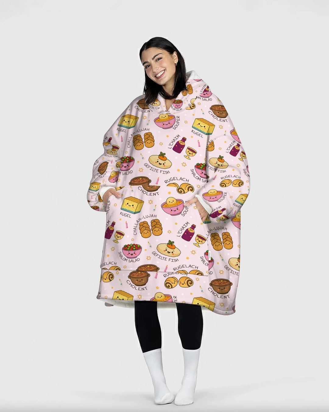 Shabbat Shalom Wearable Bamboo Blanket Hoodie