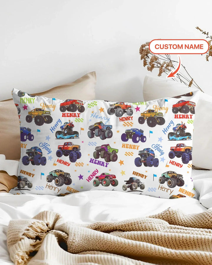 Monster Truck Custom Name Bamboo Pillow Case