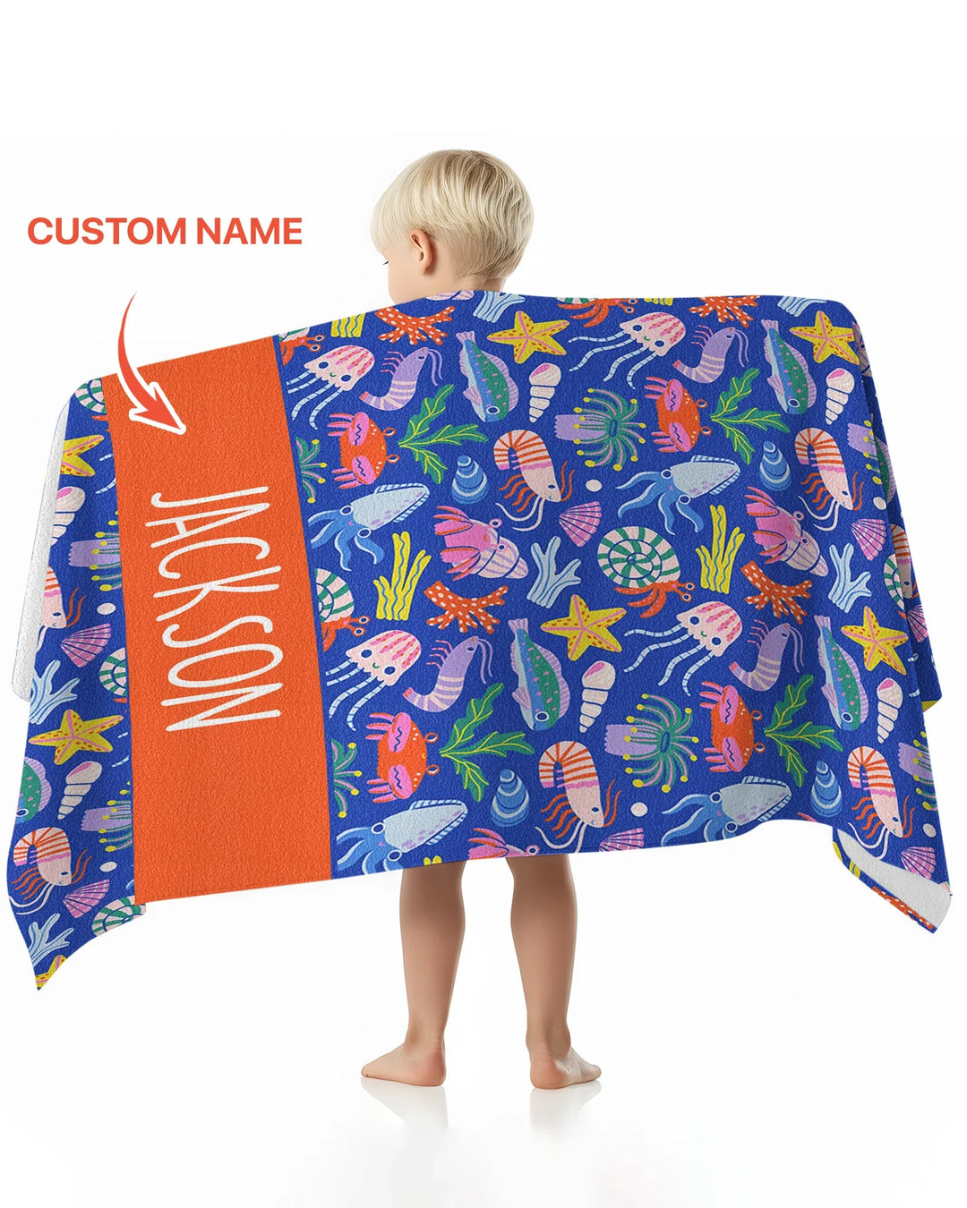 Custom Name Under The Sea Beach Towel
