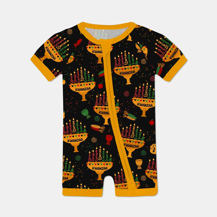 Kwanzaa Lights Bamboo Shorty Zippy