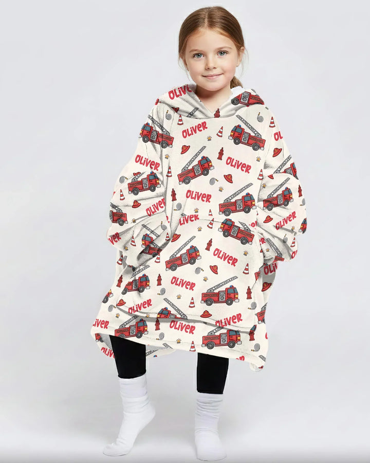 Custom Name Future Firefighters Bamboo Blanket Hoodie