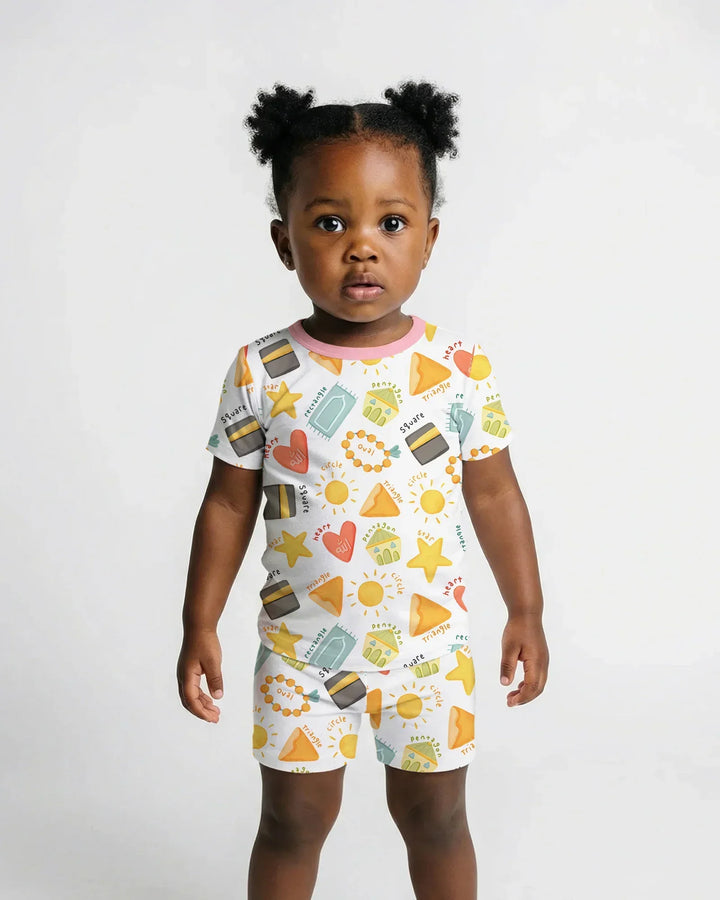 Islamic Shapes Bamboo Two Piece Short Sleeve Shorts Pajama Set