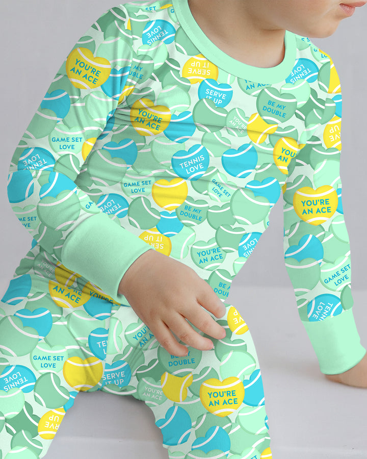 Tennis Candy Family Matching Bamboo Two Piece Long Sleeve Pajama Set