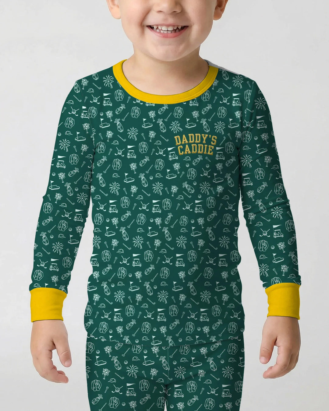 Embroidered Matching With Dad Golf Club Bamboo Two Piece Long Sleeve Pajama Set