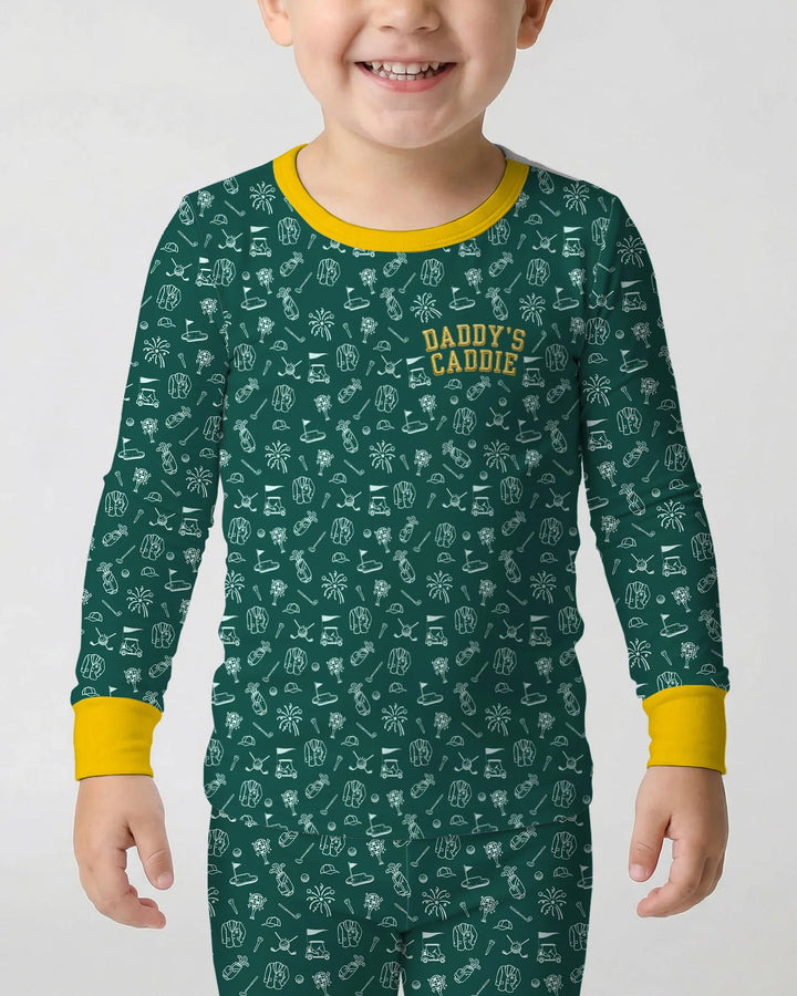Embroidered Matching With Dad Golf Club Bamboo Two Piece Long Sleeve Pajama Set