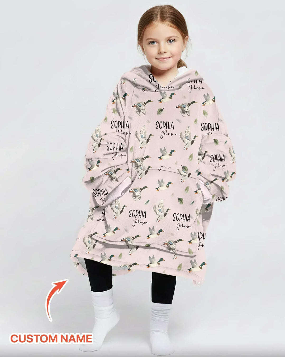 Custom Name Mallard Duck Bamboo Blanket Hoodie