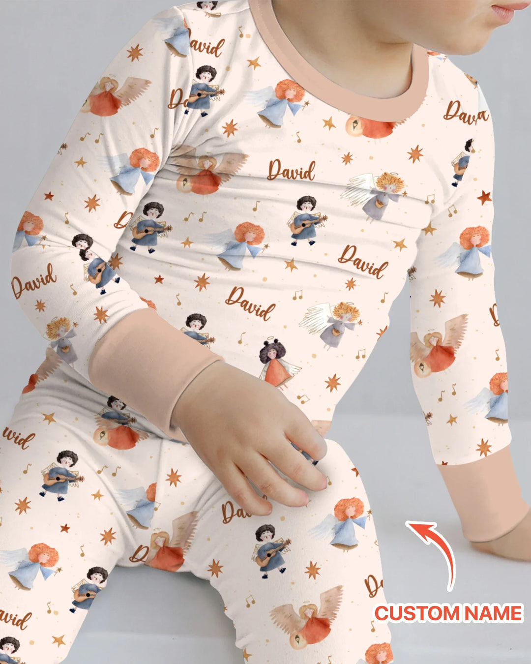 Guardian Angels Custom Name Bamboo Two Piece Long Sleeve Pajama Set