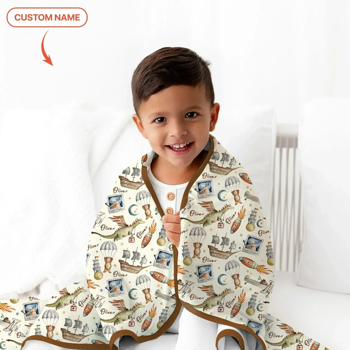 Adventure Dreams Custom Name Bamboo Blanket