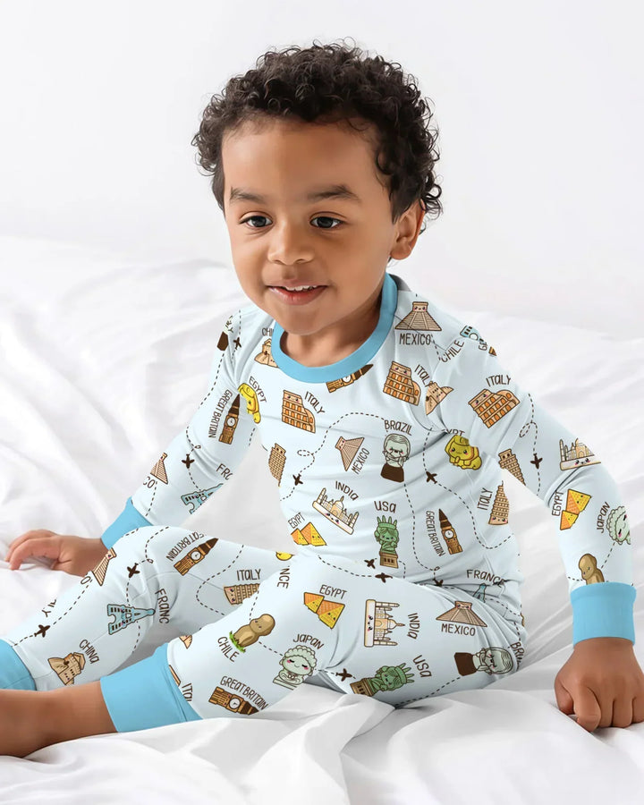 Kawaii World Tour Bamboo Two Piece Long Sleeve Pajama Set