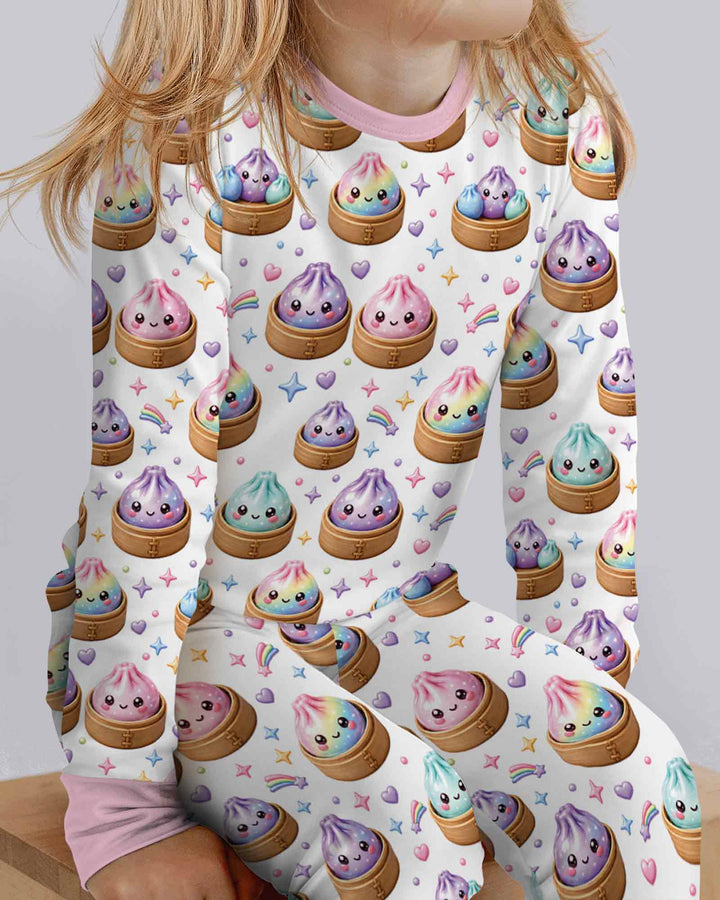 Cute Glitter Dumpling Two Piece Long Sleeve Pajama Set