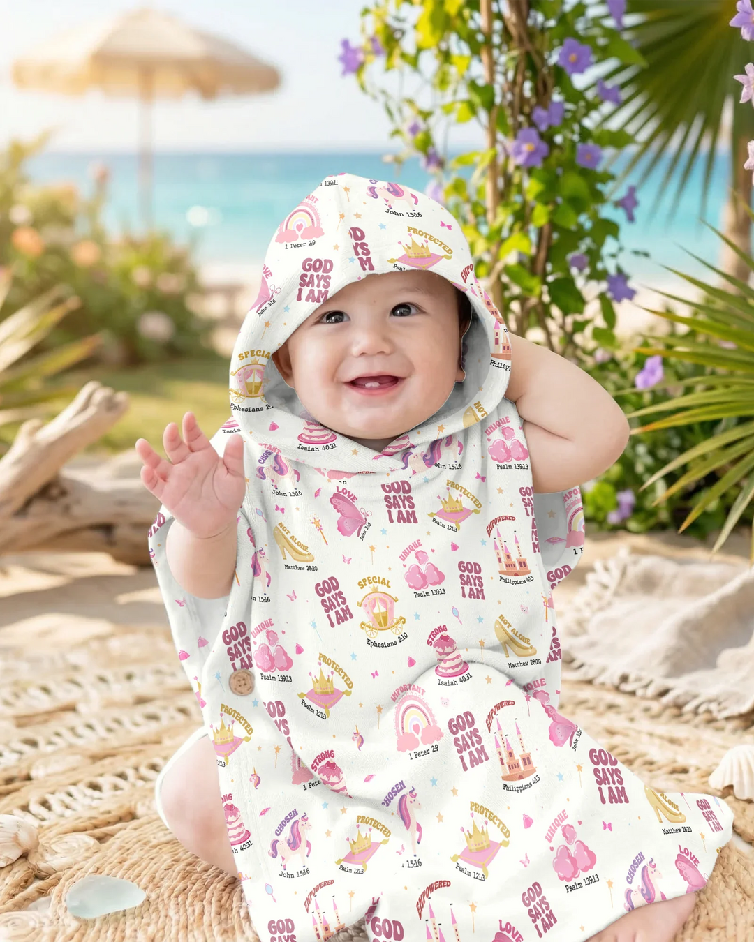 God Says I Am Girl Bamboo Swim Poncho