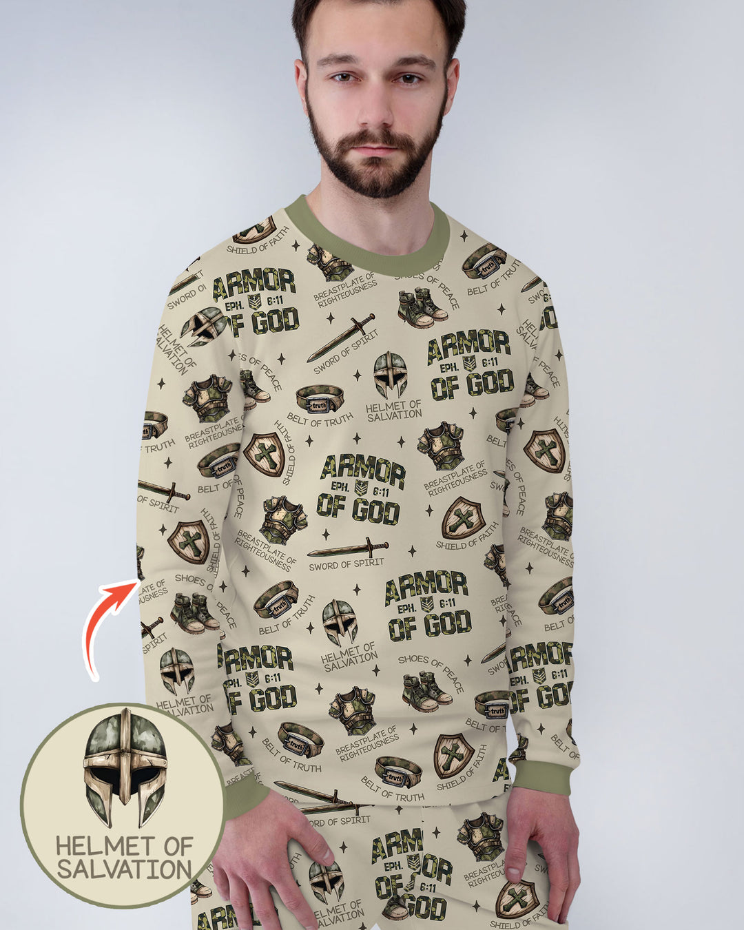 Camo Armor Of God Bamboo Men's Pajama Set