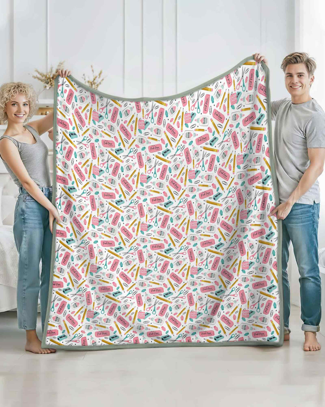 Pink Power School Supplies Bamboo Blanket