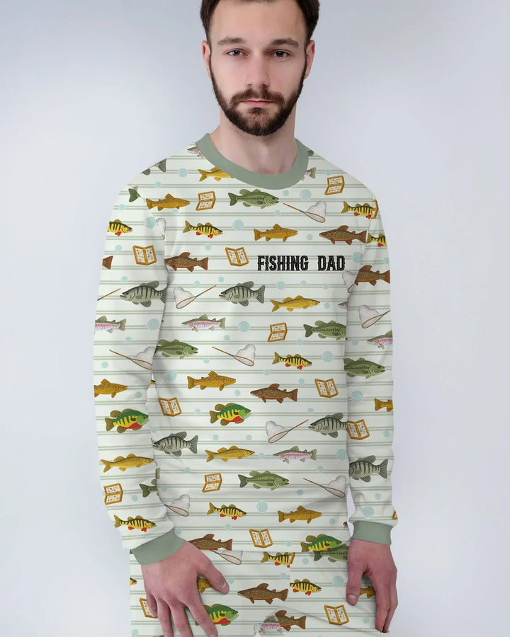 Embroidered Fishing Dad And Me Matching Bamboo Men's Pajama Set