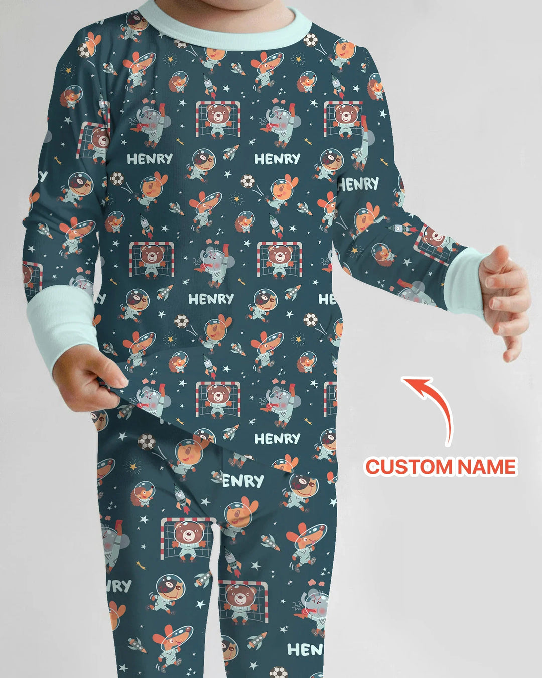 Space Soccer Bamboo Two Piece Long Sleeve Pajama Set