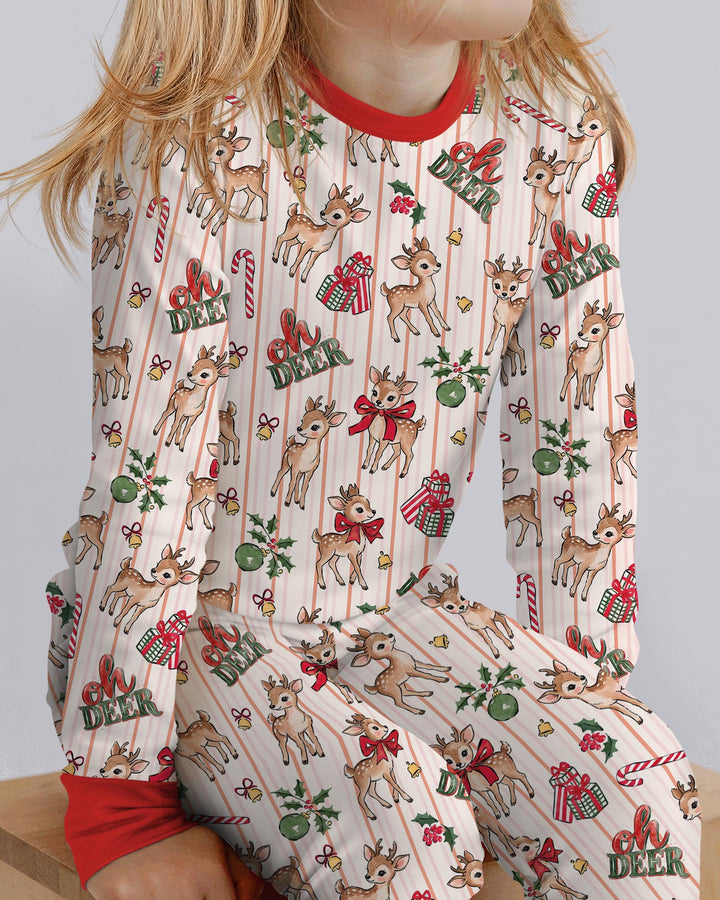 Oh Deer Mommy & Me Matching Bamboo Two Piece Long Sleeve Pajama Set