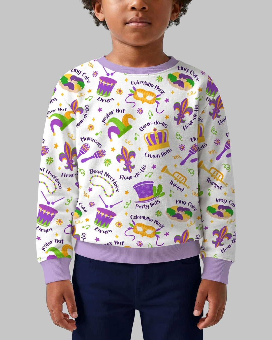 Mardi Gras Family Matching Bamboo Crewneck Sweatshirt