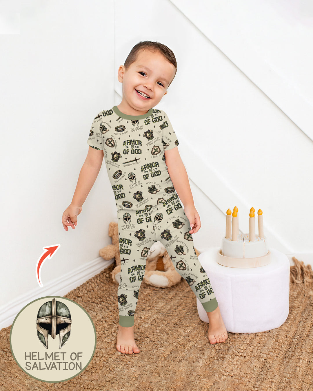 Camo Armor Of God Bamboo Two Piece Short Sleeve Pajama Set