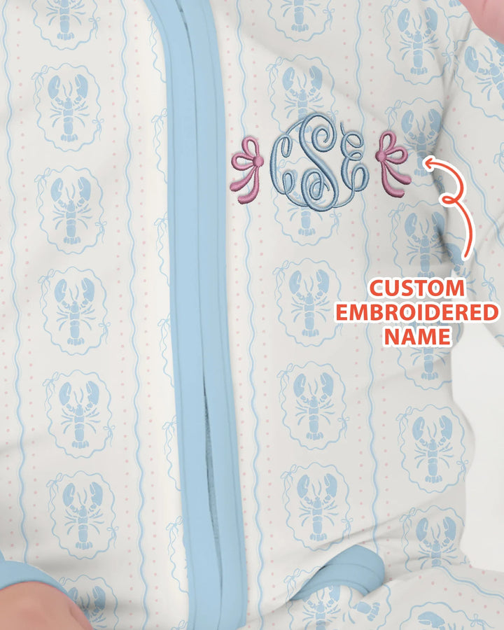 Custom Monogram Letter Embroidered Baby Bamboo Convertible Zippy