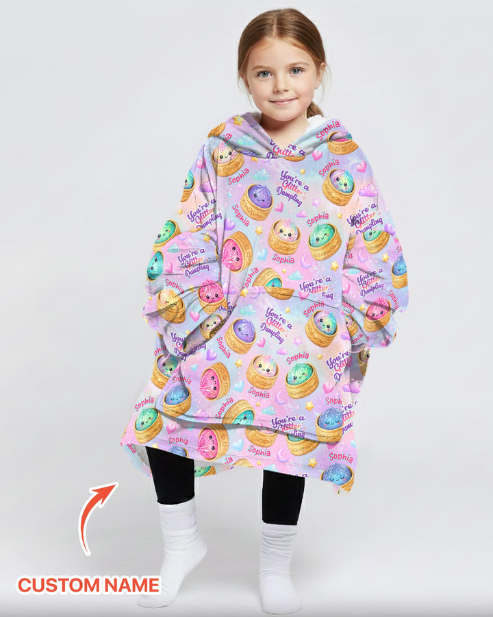 Custom Name You're A Glitter Dumpling Bamboo Blanket Hoodie