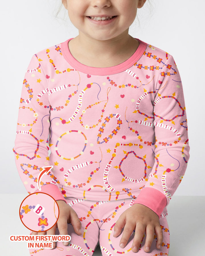 In My Friendship Bracelet Era Girls Matching  Bamboo Two Piece Long Sleeve Pajama Set
