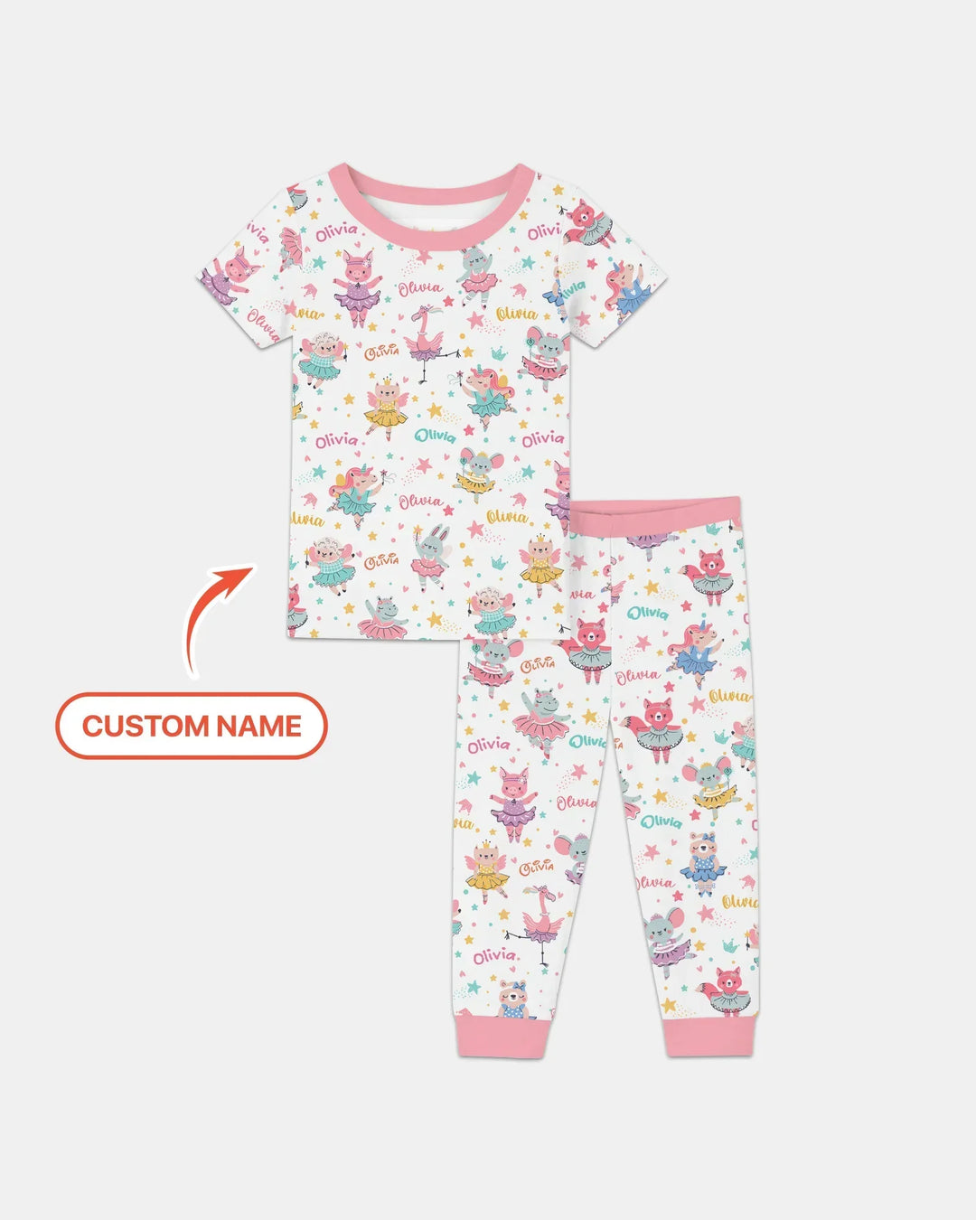 Fairy Friends Ballet Custom Name Bamboo Two Piece Short Sleeve Pajama Set