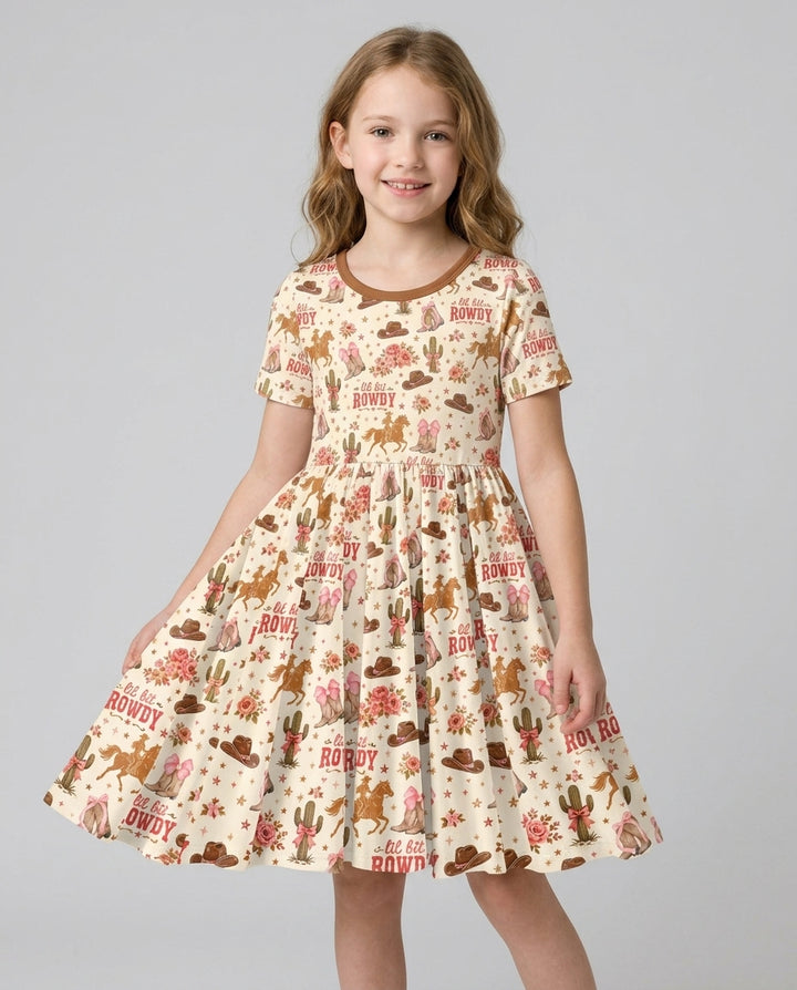 Coquette Cowgirl Lil Bit Rowdy Bamboo Twirl Dress