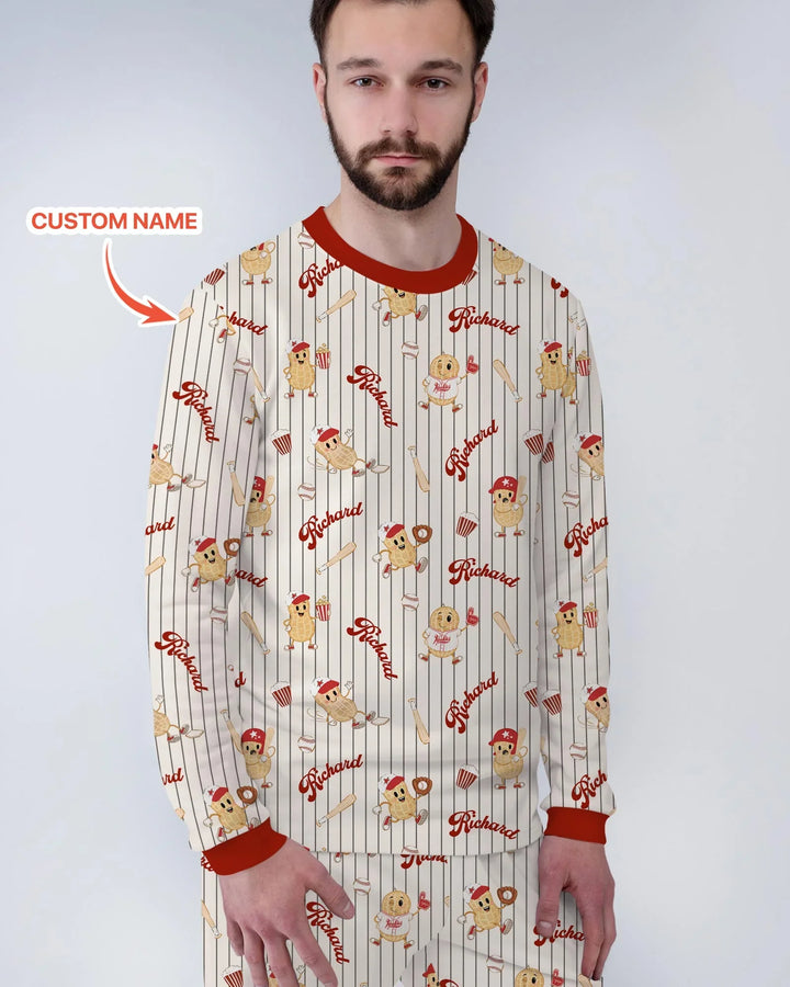 Custom Nam Retro Ballgame Bamboo Men's Pajama Set
