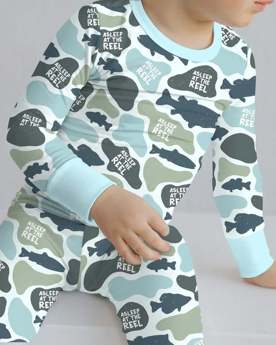 Asleep At The Reel Matching Daddy & Me Bamboo Two Piece Long Sleeve Pajama Set