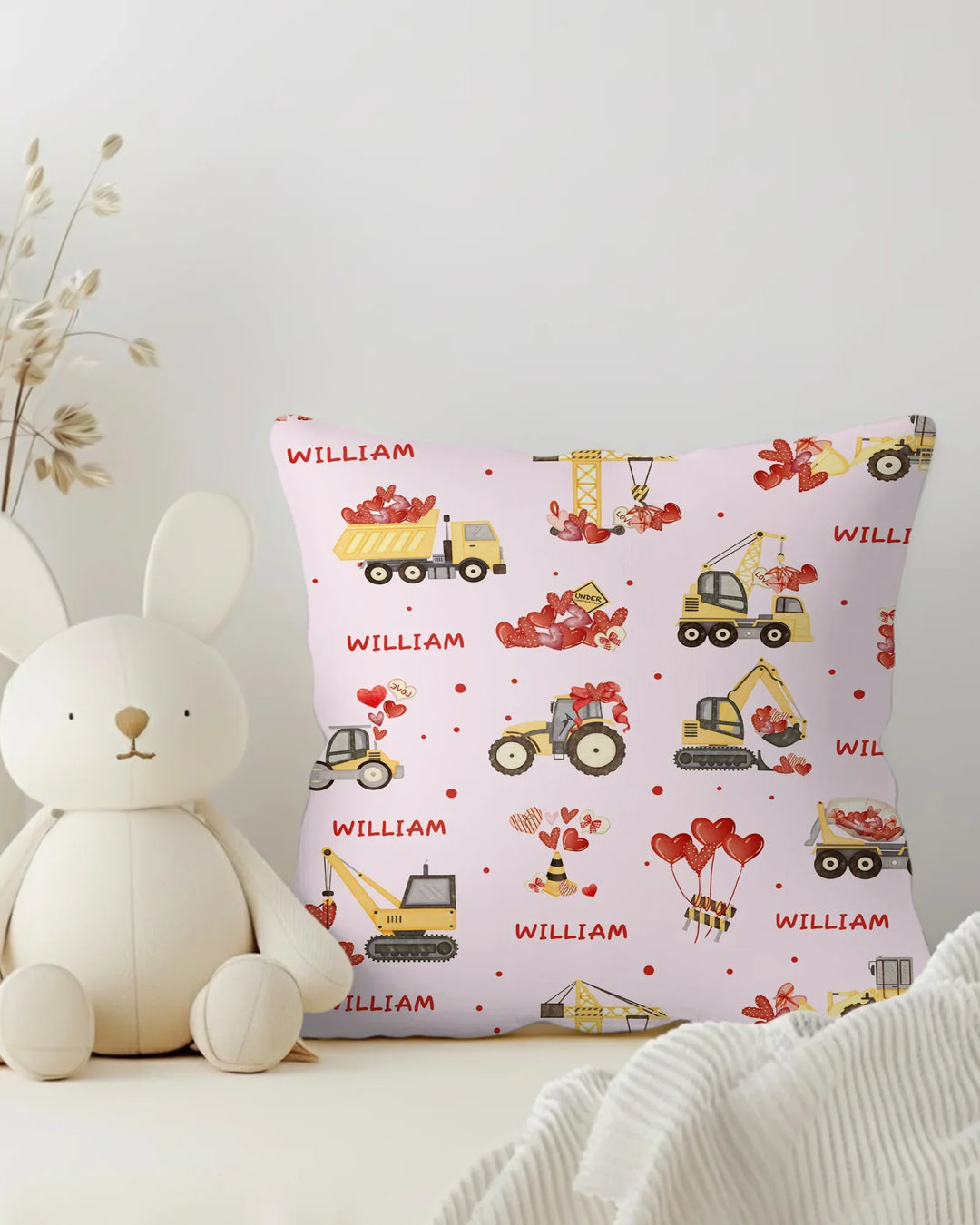 Custom Name Valentine Trucks Family Matching Bamboo Pillow Case
