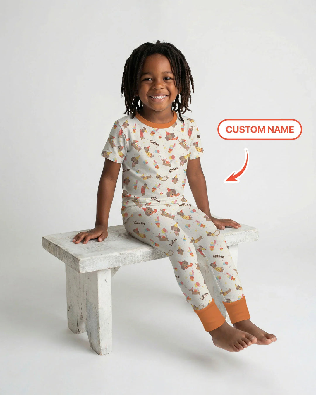 Dachshund Birthday Bamboo Two Piece Short Sleeve Pajama Set