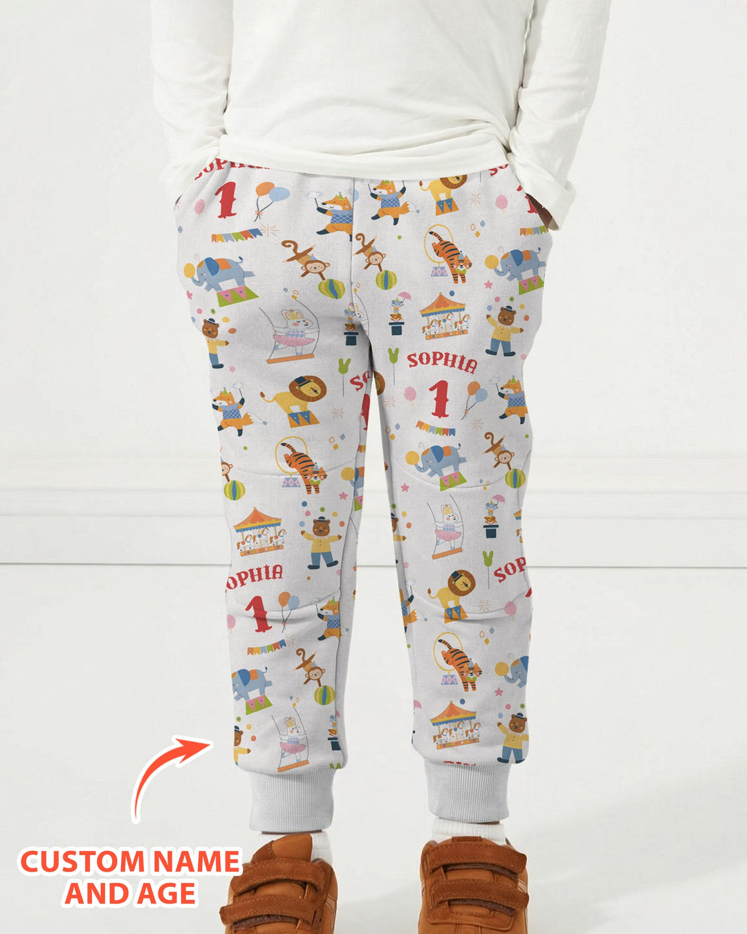 Custom Name Birthday Circus Bamboo Jogger