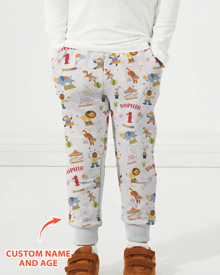 Custom Name Birthday Circus Bamboo Jogger