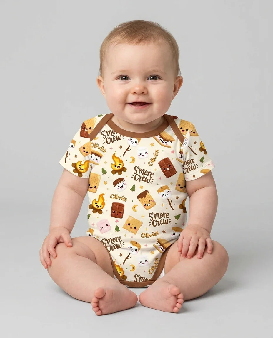 Custom Name Kawaii S'more Crew Family Matching Bamboo Bodysuit