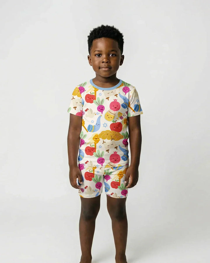 Shana Tova Rosh Hashanah Bamboo Two Piece Short Sleeve Shorts Pajama Set