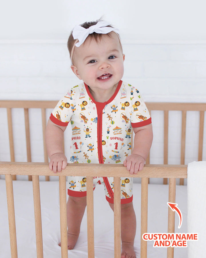 Custom Name Birthday Circus Bamboo Shorty Zippy
