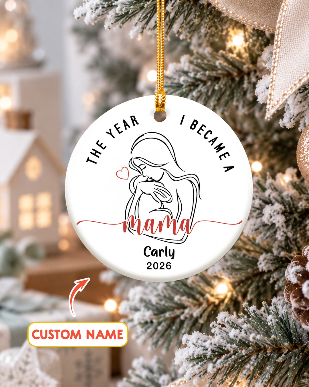The Year I Became a Mama Ceramic Ornament
