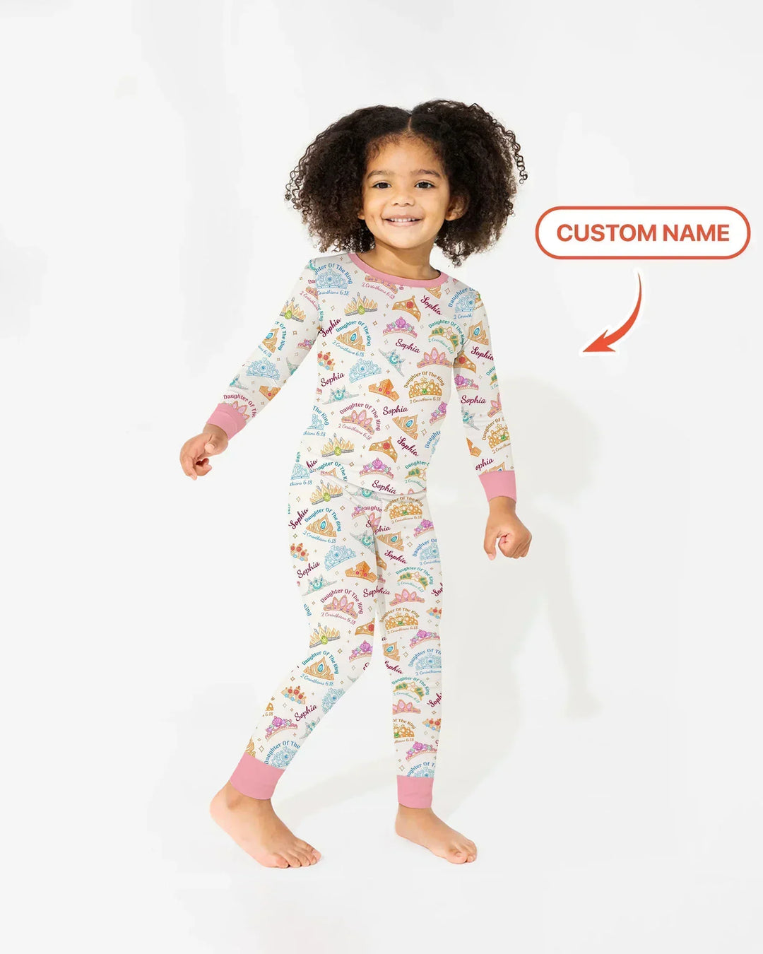 Daughter Of The King Custom Name Bamboo Two Piece Long Sleeve Pajama Set