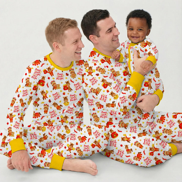 Year of the Horse Bamboo Two Piece Short Sleeve Shorts Pajama Set