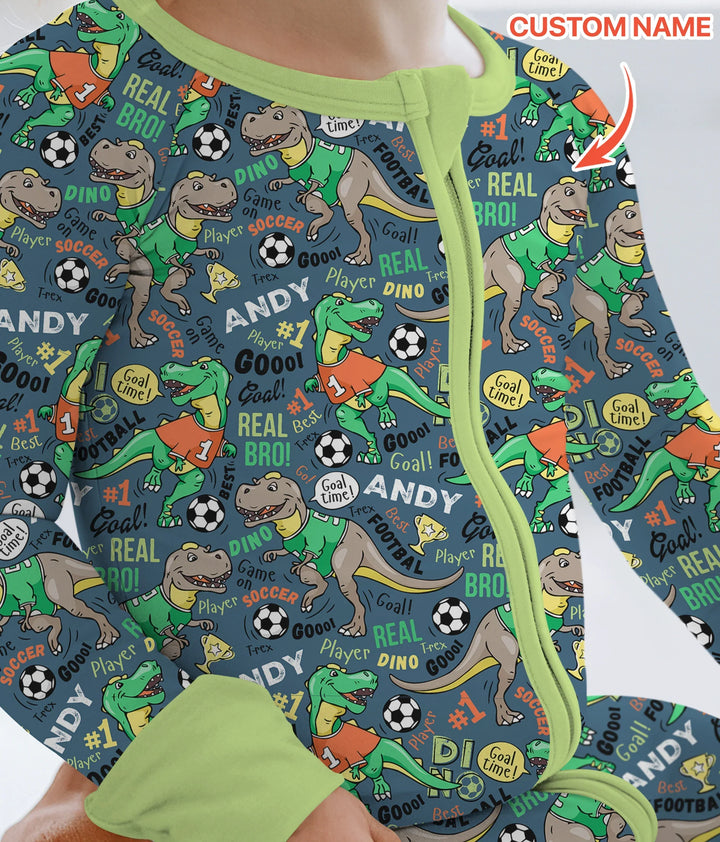 Custom Name Dino Soccer Bamboo Convertible Zippy