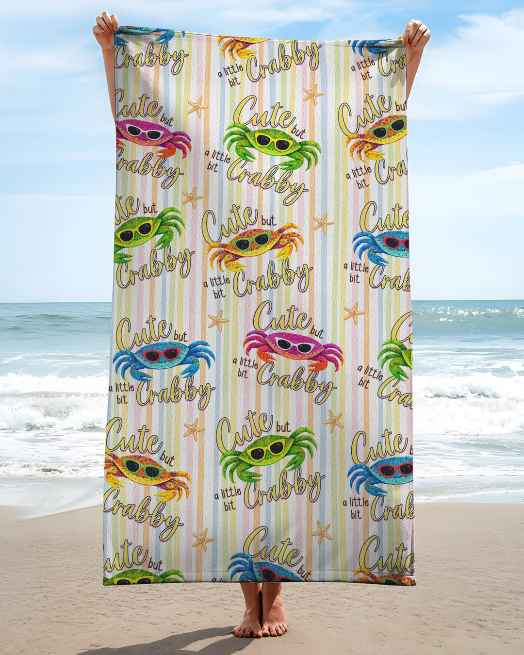 Cute But A Little Bit Crabby Bamboo Beach Towel