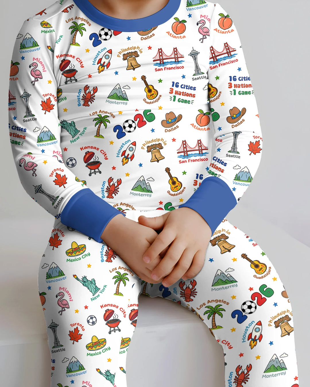 Soccer Cup Host Cities 2026 Bamboo Two Piece Long Sleeve Pajama Set