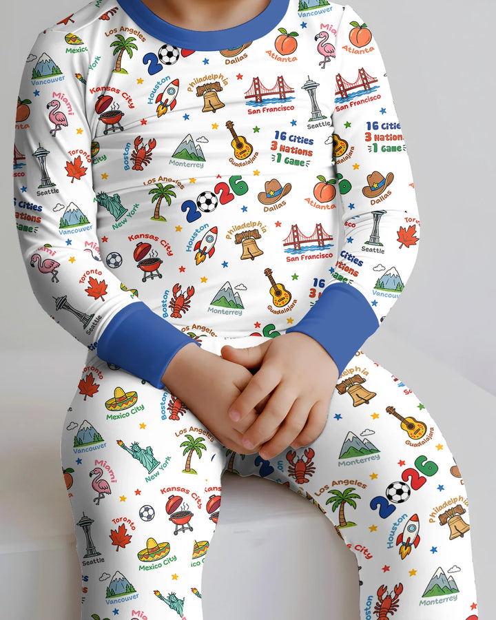 Soccer Cup Host Cities 2026 Bamboo Two Piece Long Sleeve Pajama Set