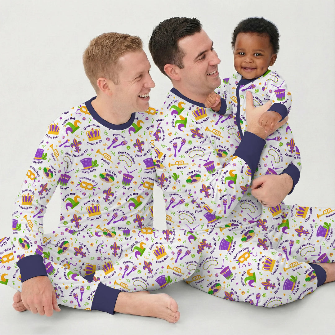 Mardi Gras Family Matching Bamboo Shorty Zippy