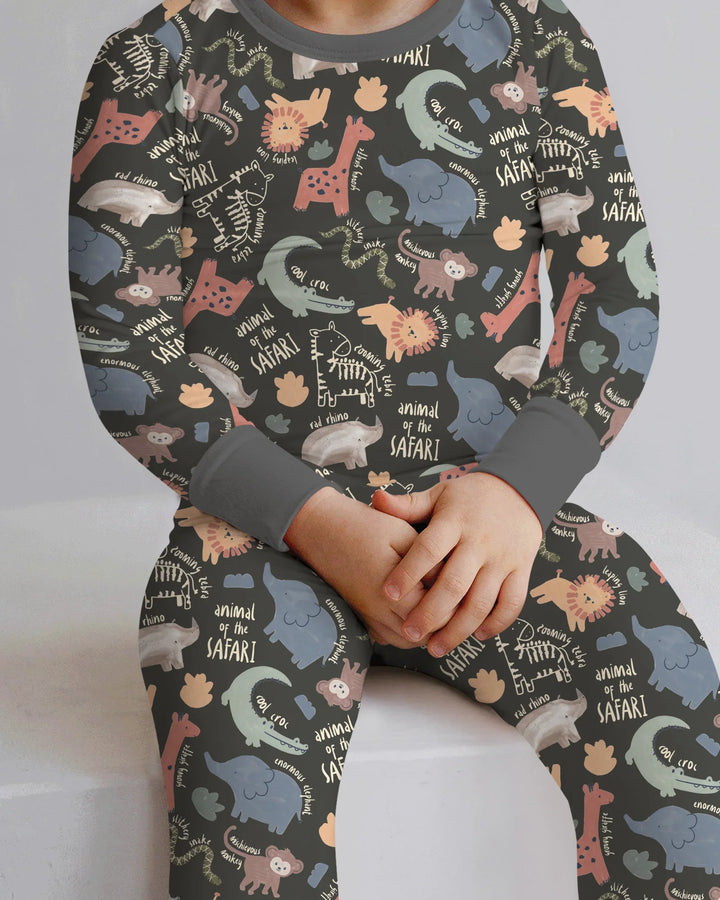 Funny African Animals Bamboo Two Piece Long Sleeve Pajama Set